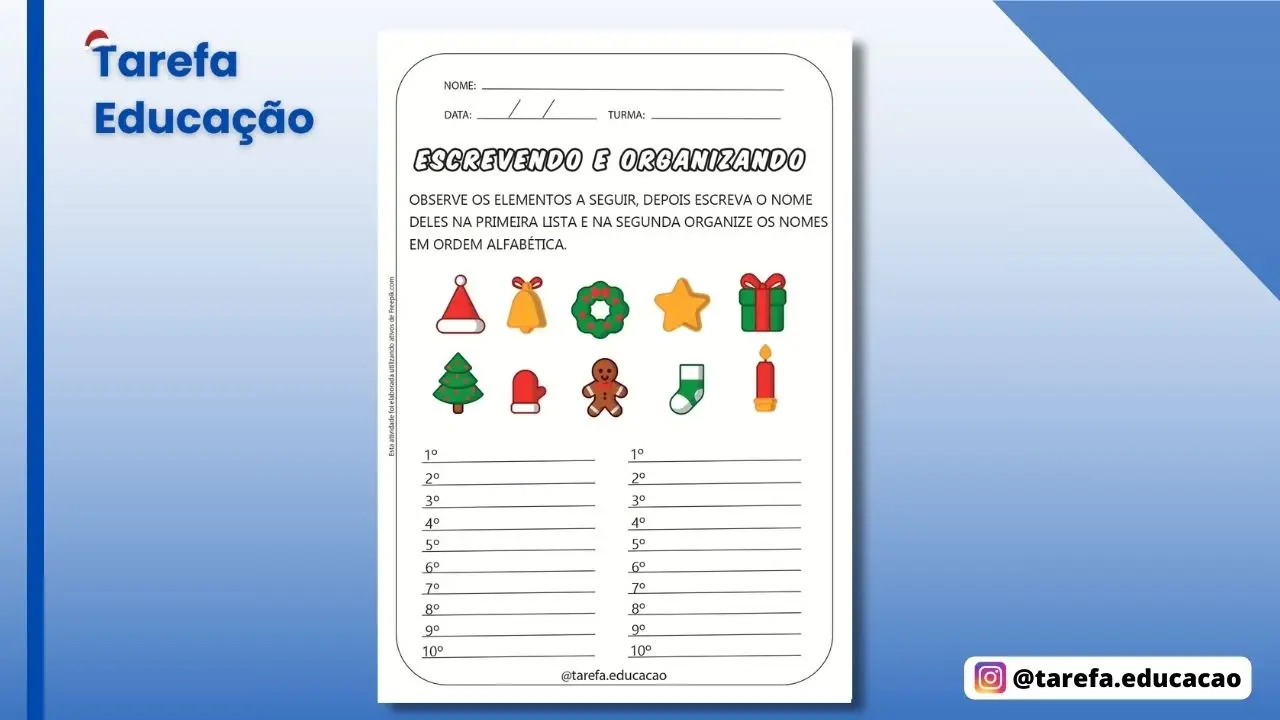 Capa da atividade: Escrevendo e organizando - Natal