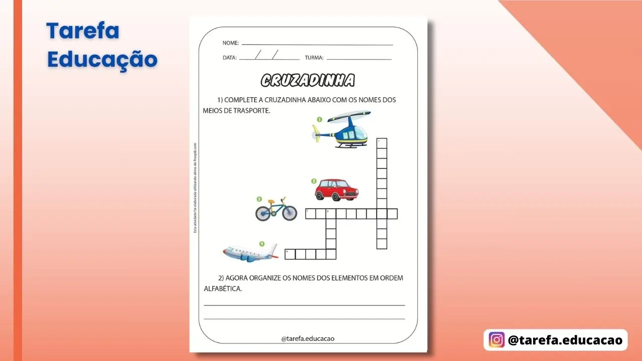 Capa da atividade: Meios de transporte