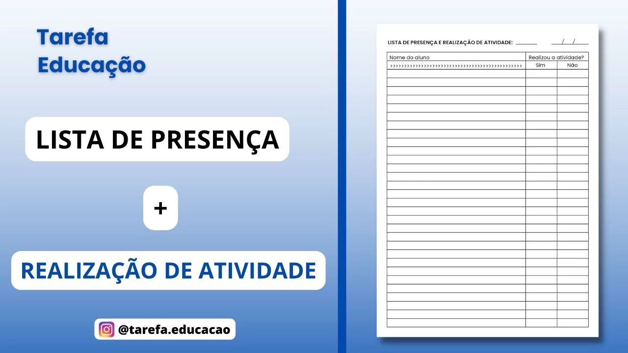 Capa da atividade: Lista de presença e realização de atividade