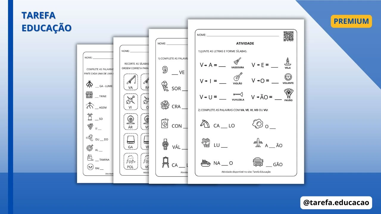 Capa do post: Atividades: VA - VE - VI - VO - VU