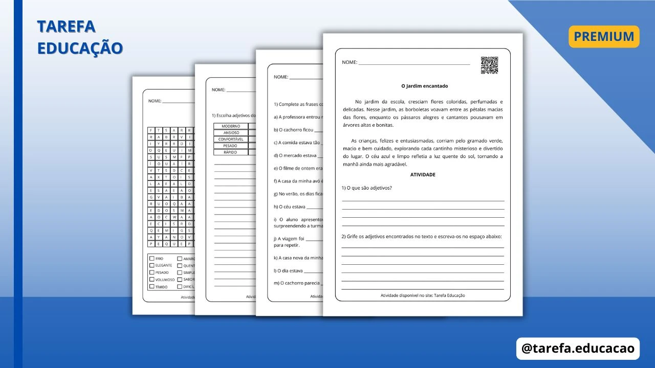 Capa do post Adjetivos: procure, complete e forme frases