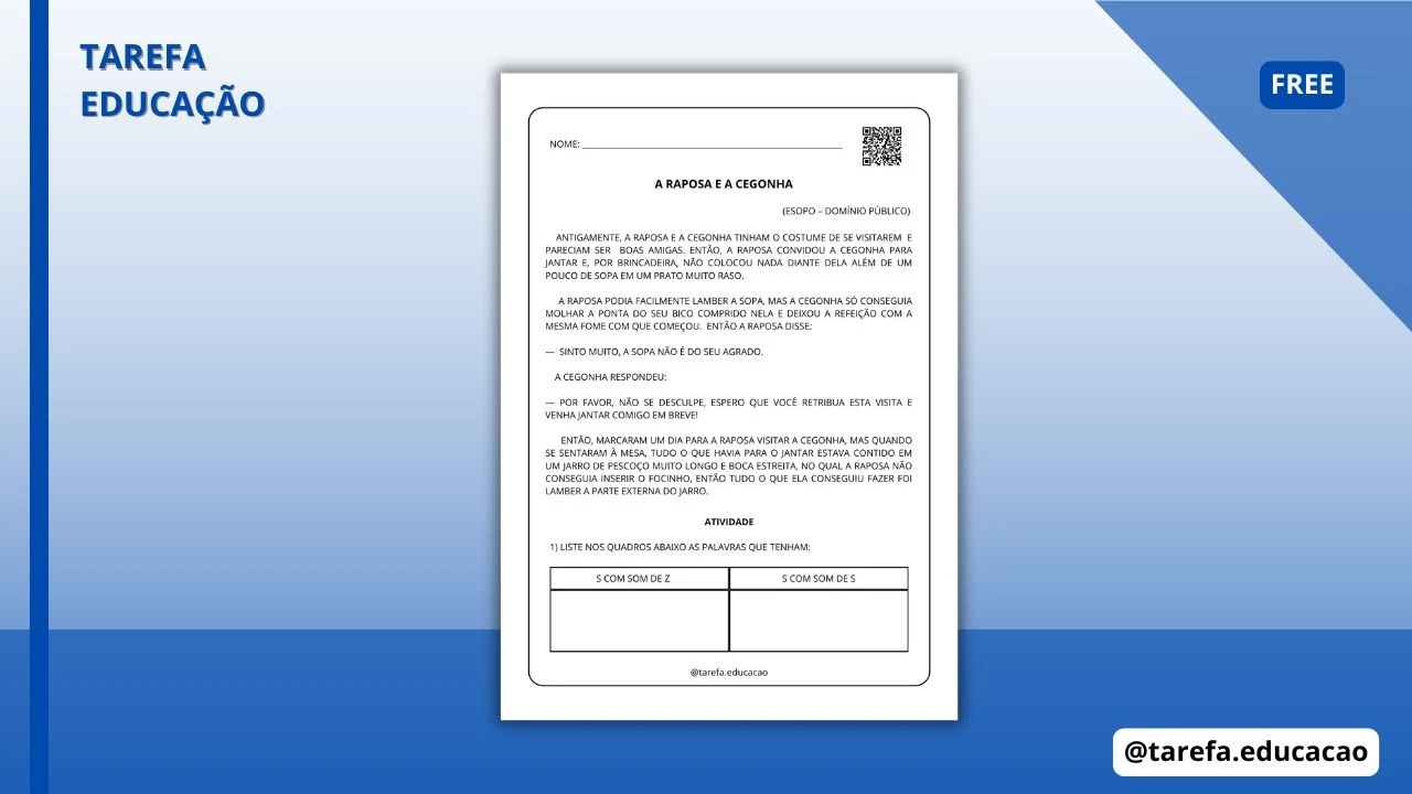 Capa do post Explorando os Sons do S na fábula: A Raposa e a Cegonha