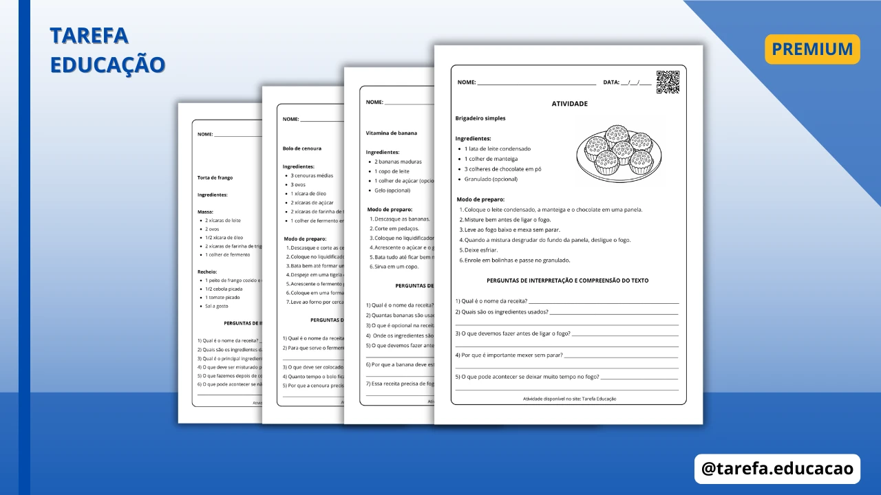 Capa do post Atividades - Receitas