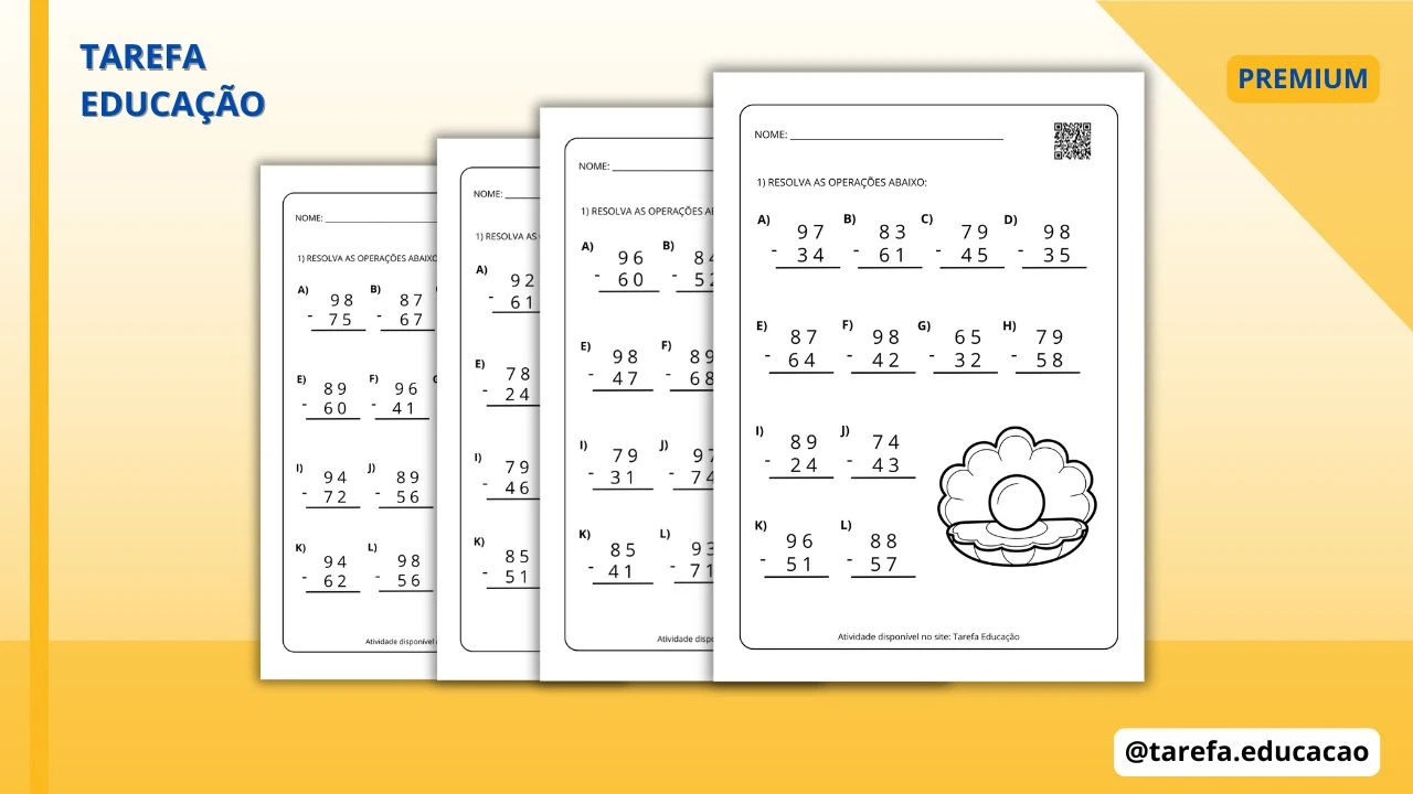Capa do post: Subtração sem reagrupamento (Temática: Oceano)