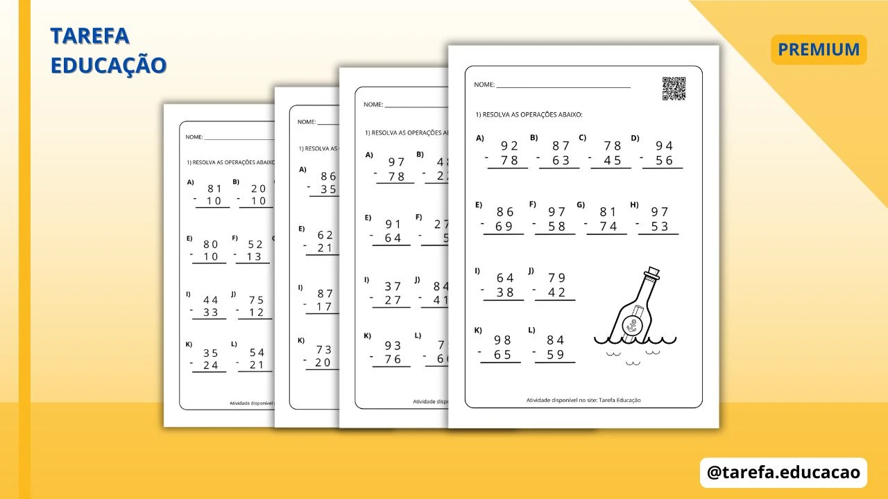 Capa do post Subtração com e sem reagrupamento (Temática: Oceano)
