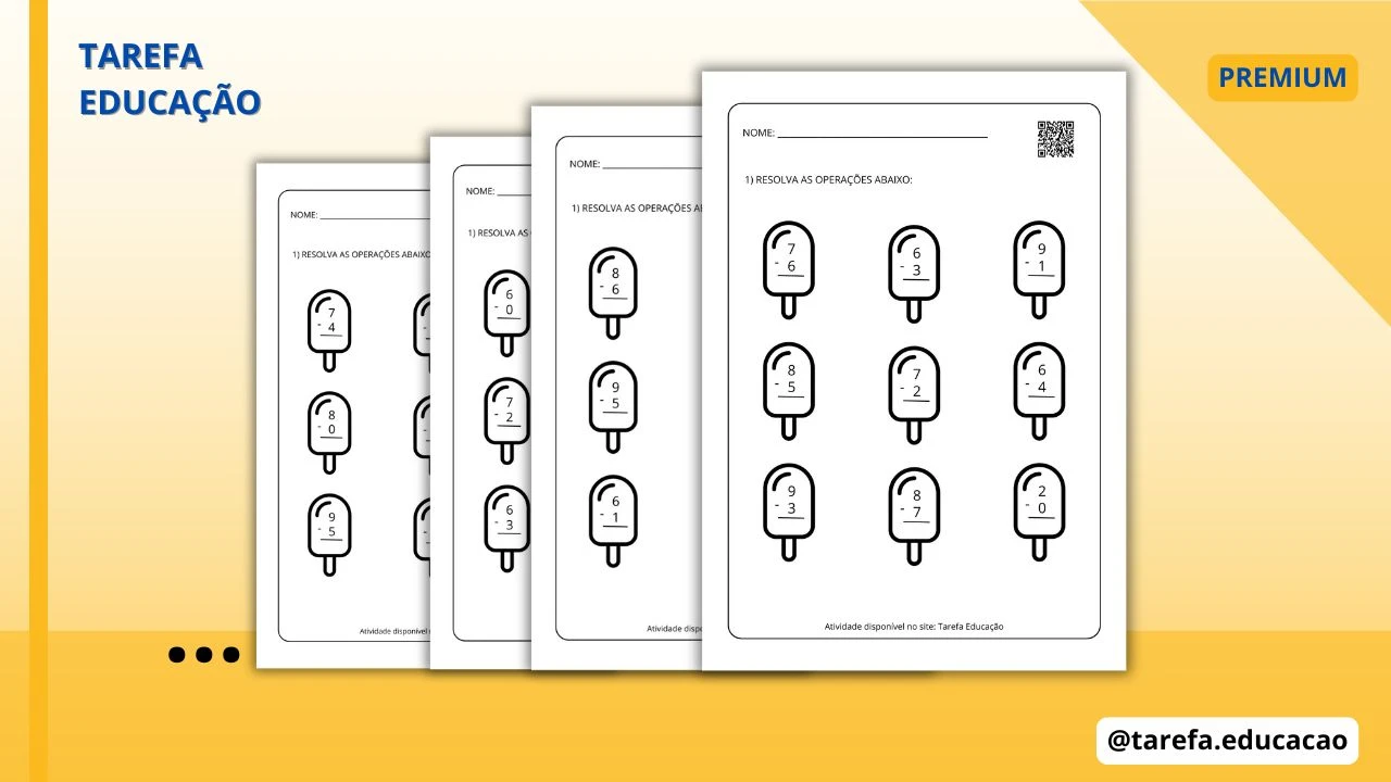 Capa do post: Subtração simples (Temática: Picolé)