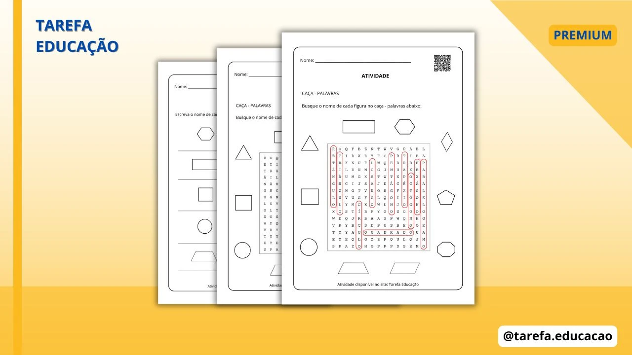 Capa do post: Caça-Palavras: figuras geométricas