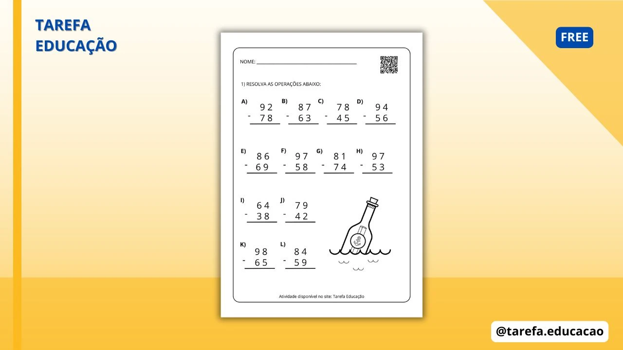 Capa do post: Subtração com e sem reagrupamento (Temática: Oceano)