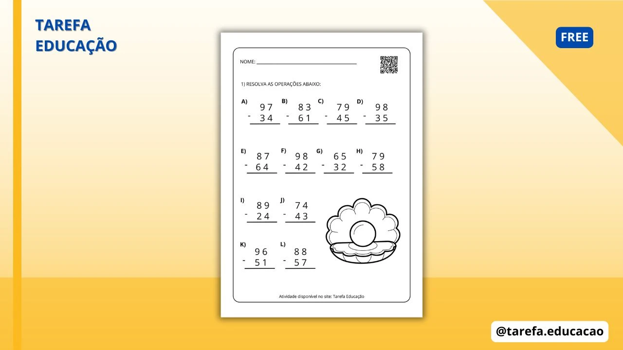 Capa do post: Subtração sem reagrupamento (Temática: oceano)