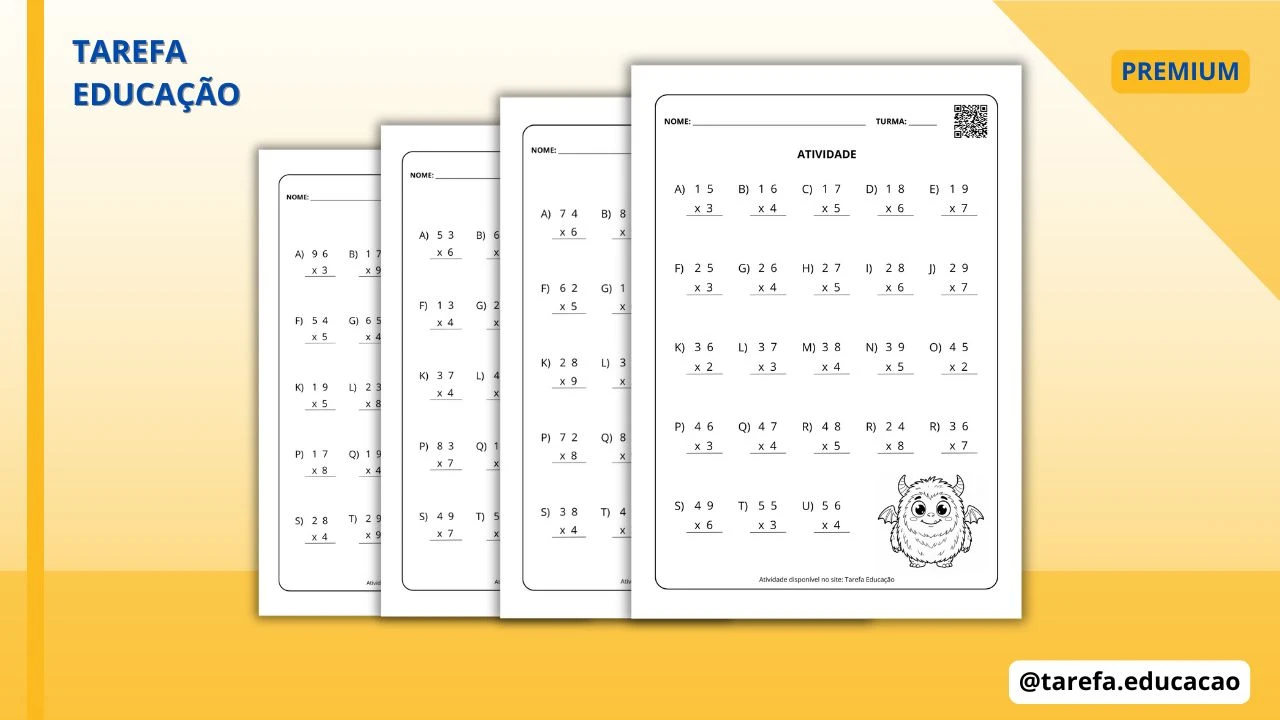 Capa do post Atividade - Contas de multiplicação (com reagrupamento) 