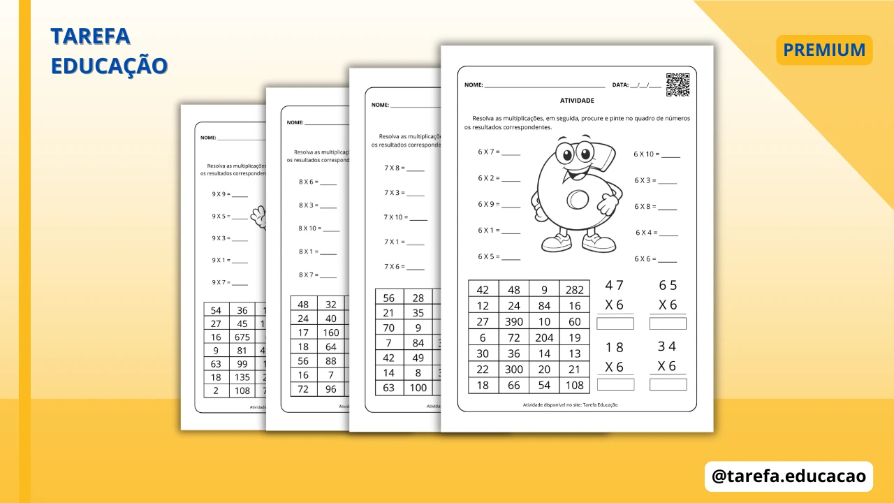 Capa do post Atividade - Tabuada (6 - 9)