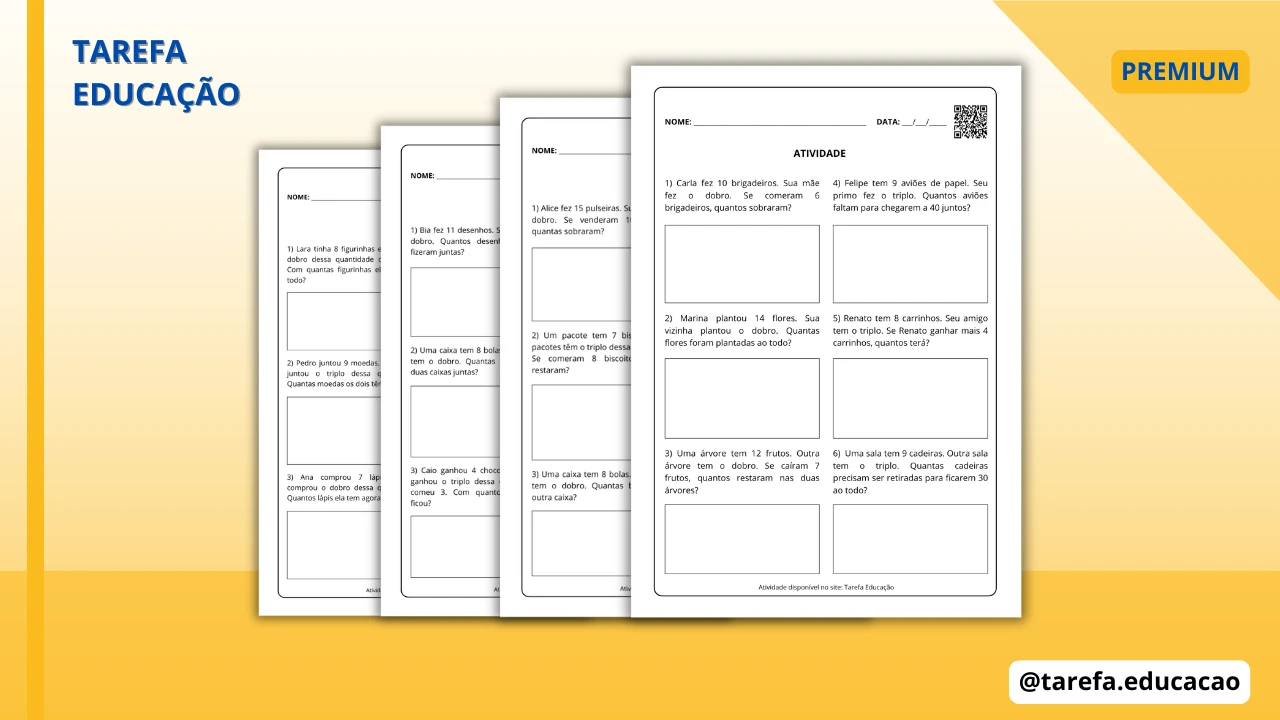 Capa do post Atividade - Situações-problema (dobro e triplo)