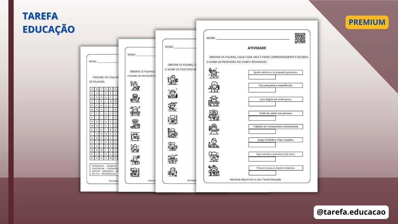 Capa do post Hora do desafio: Profissões – leitura e associação de frases