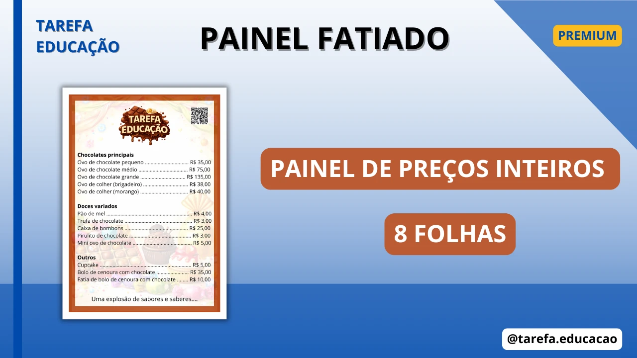 Capa do post Painel de preços inteiros - Chocolândia